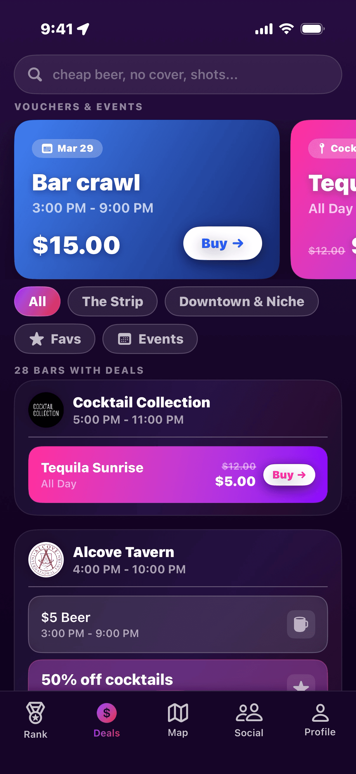 HotSpot deals and events screen